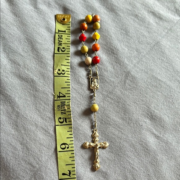 Vintage Multicolor Beaded Rosary with Silver-Tone Cross ✨ Made in Italy 🇮🇹 - Picture 5 of 8